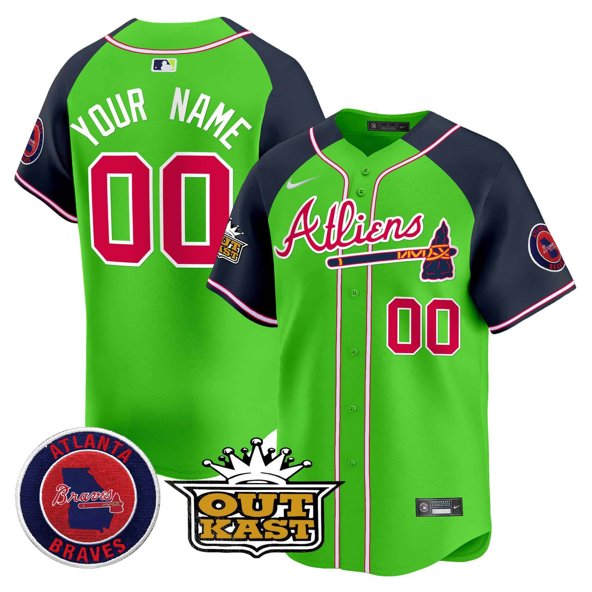 Men Atlanta Braves Green 2024 Nike Atliens Vapor Premier Limited Custom MLB Jersey style 1